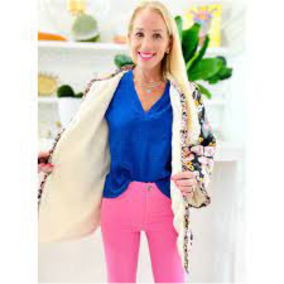 NWOT James Ascher Fleece Lined Ruffle Trim Floral Kayla Quilted Jacket - Picture 6 of 11